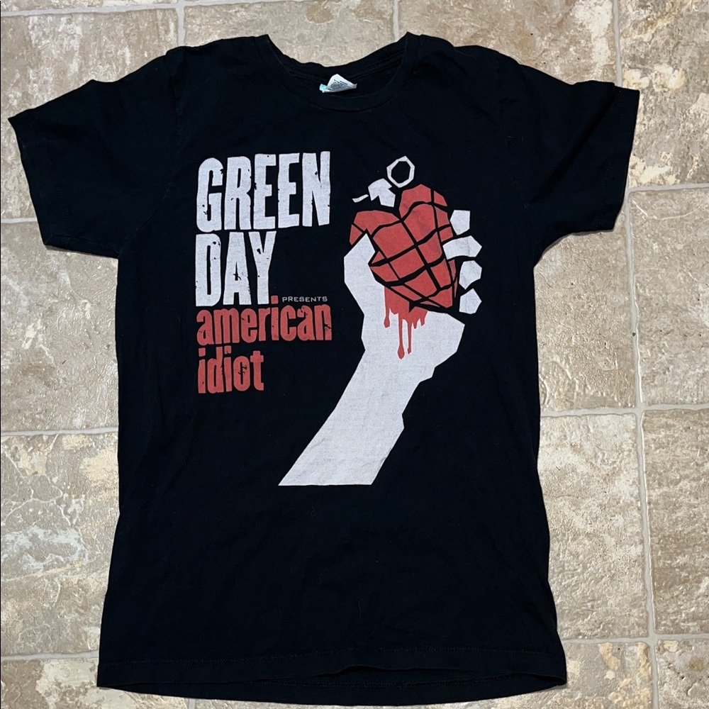 Green Day Black Graphic Tee - American Idiot Design